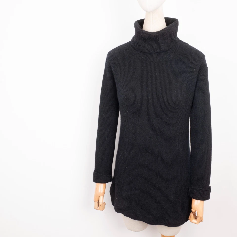 Maria Di Ripabianca 女式高领黑色针织羊绒套衫毛衣 38 M — 第 2/4 张图片