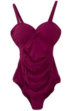 Primark Womens One Piece Swimsuit Slimming Panel Ruched Magenta Size 6