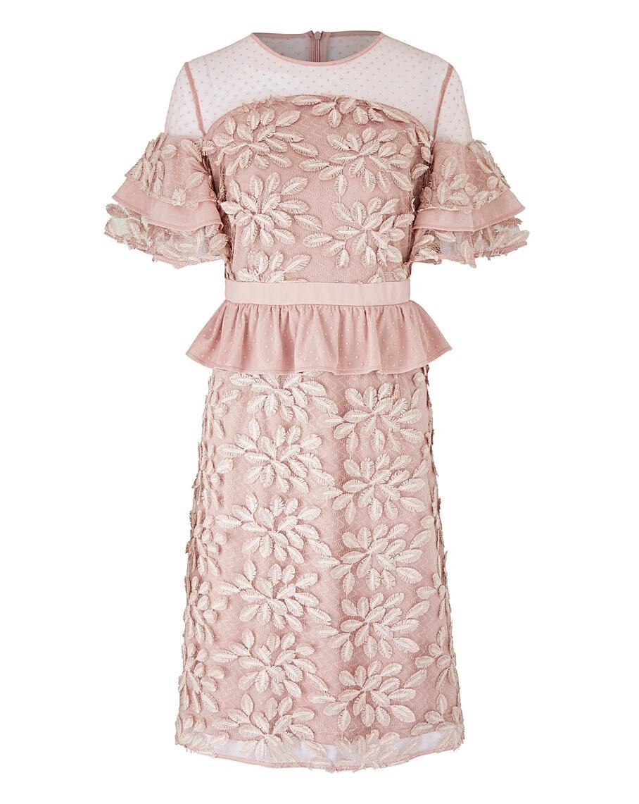 open lace back dress Mabella Embellished Heart-Detail Cowl-Neck Mini Dress in Pink main image 0
