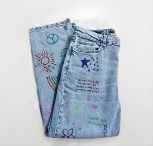Wild Fable Jeans 12 Doodle 90s Relaxed Straight High Rise Graffiti Y2K Rave