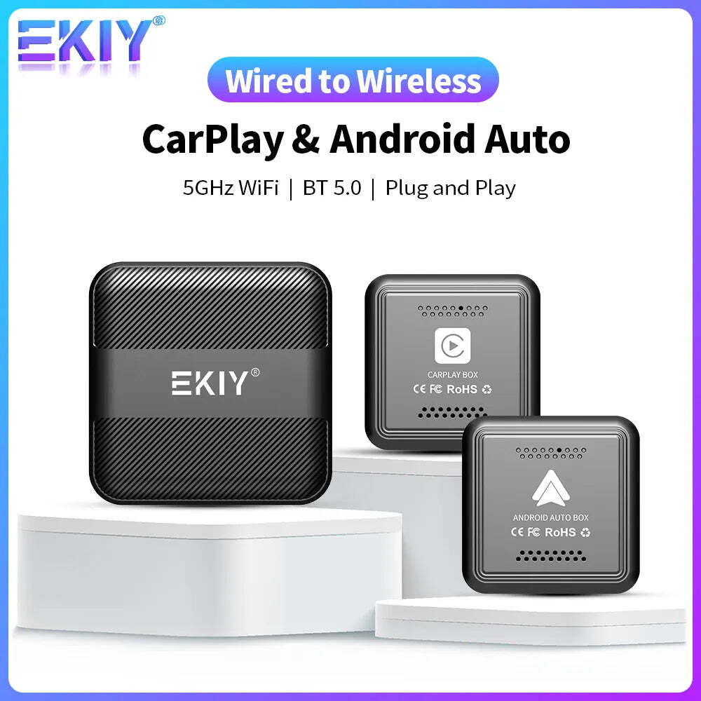 EKIY Mini Car Play Box Wired To Wireless Carplay Android Auto Adapter Smart  Ai