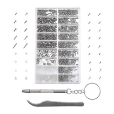 MMOBIEL 1000 Pieces Stainless Steel Micro Screws Nuts Washers Glasses Sunglasses