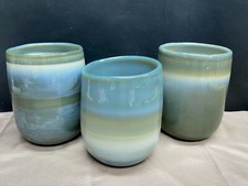 Set of 3 ~ Andromeda Marble "OCEAN TONES" India Vases ~ Approx 6" Tall
