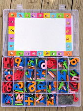 Toddler's MAGNETIC Upper  Lower Case Letters With Magnetic Board and Box 14x9"