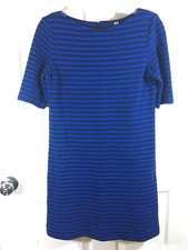 Uniqlo Womens Dress Navy Blue Burgundy Rugby Stripe Shift T Shirt Minimalist M