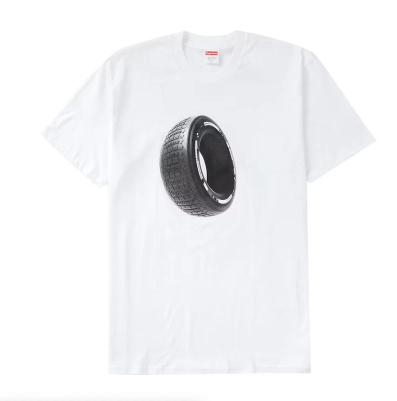T shirt Supreme Tire blanc Taille Petit FW20 New York T shirt Voiture Hype Épuisé