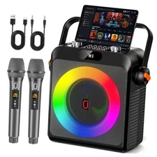 Karaoke Machine with 2 Wireless Microphones for Adults, Bluetooth 5.3 80W