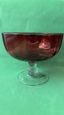 Vintage  Glasschale auf Fuß - Rubinrot - Handmade Quality - 70er/80er Design