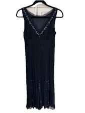 Elie Tahari Women’s Black Dress 10 Fairy Goddess Sequins Silk Crepe