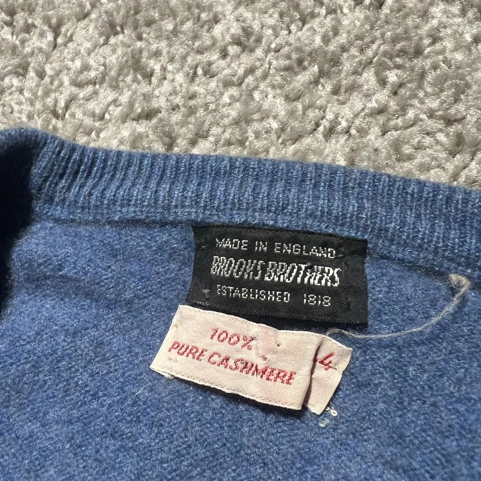 Настоящий винтажный кашемировый свитер пуловер Brooks Brothers 1960-е синий 44 размер Small Fit - Изображение 3 из 4