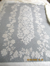 Vintage Antique Embroidered Net Tablecloth Ta...