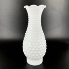 Vintage Milk Glass Hobnail Hurricane Oil Lamp Chimney Shade 9 3/4" Tall Ruffled