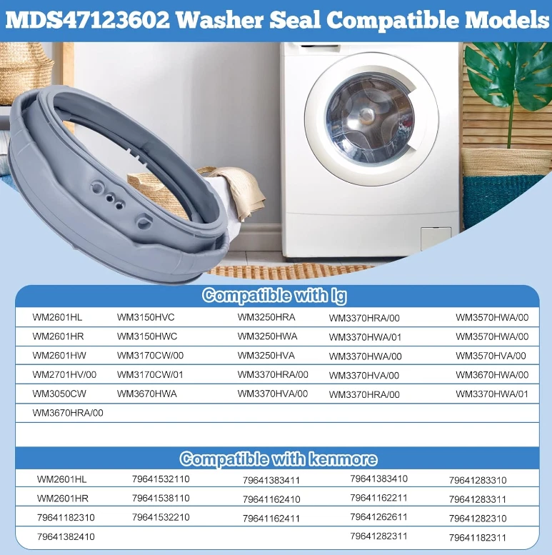 MDS65736915 Washer Door Boot Gasket For LG WM3600HWA WM3600HVA WM3400CW WM3500CW - Image 3 of 4