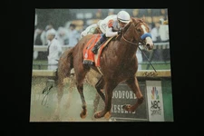 JUSTIFY MIKE SMITH BOB BAFFERT SIGNED BELMONT HORSE RACING GICLEE TRIPLE CROWN