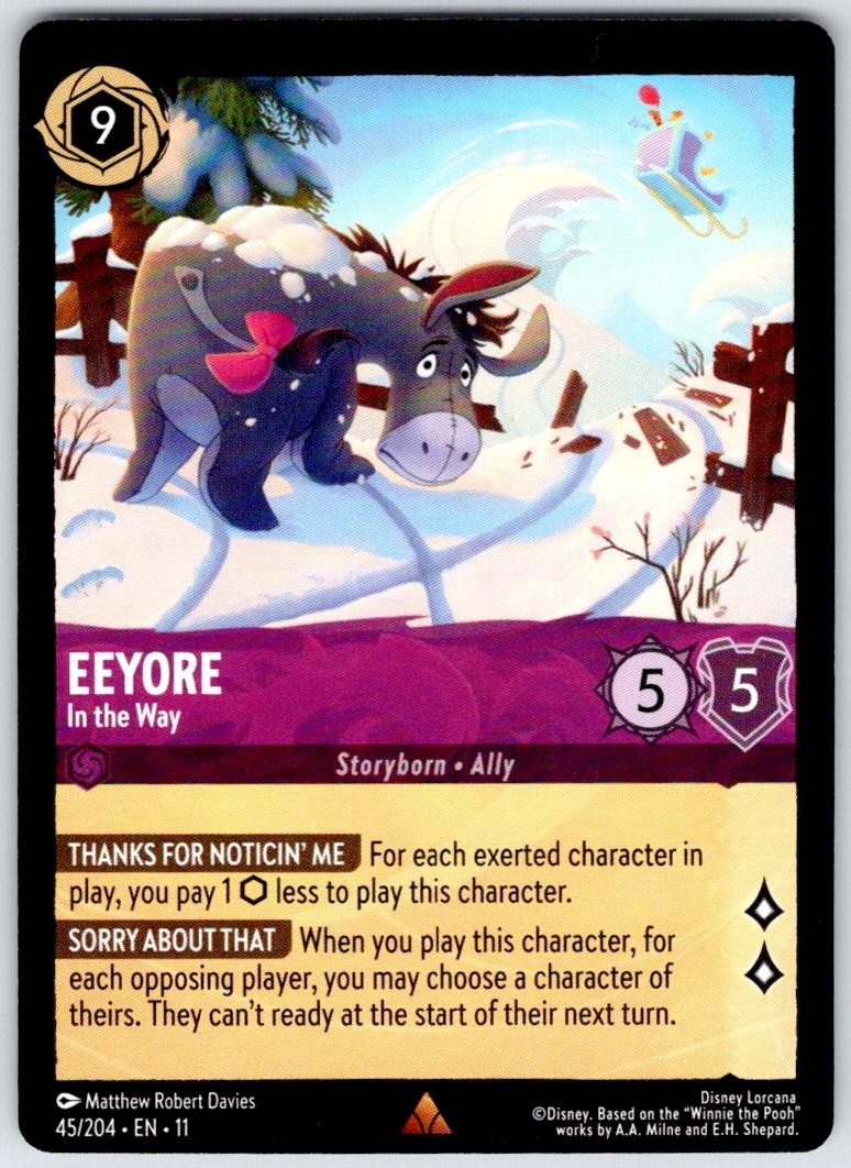 Eeyore - In the Way 45/204 Rare Winterspell Lorcana Near Mint