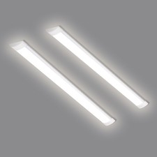 2 Pack 4FT LED Batten Light 40W 3600LM Slim Profile Wide Tube Lighting for