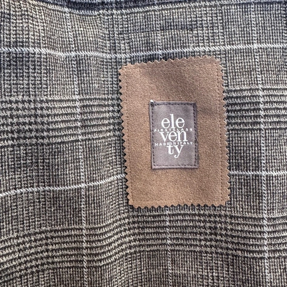 Eleventy Soft Jacket Peak Label Single Breasted Wool Blend Plaid Sports Coat 48 - Image 3 of 4
