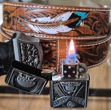 Men s Western Style Belt w/ Removable Metal Buckle Insert Brown Tooled 32 40