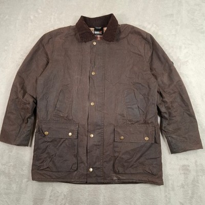 Regatta Wax Jacket Mens Large Brown Country Field Coat Check Lined Hunting