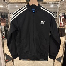 Adidas Youth Size 13-14 Black Floral Print Track Jacket with Zip and Pockets EUC