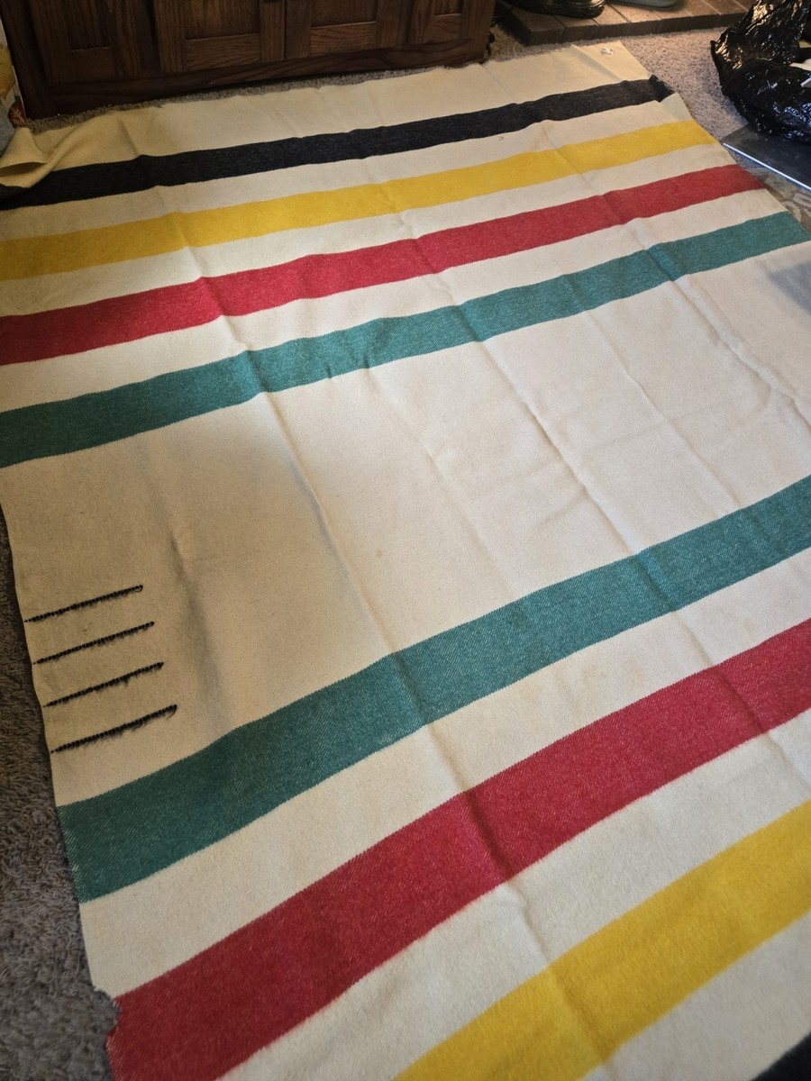 Vintage Orange Label 1930? Hudson Bay Wool 4 Point Blanket