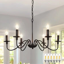 Depuley Farmhouse Chandelier: 6-Light Black Industrial Kitchen Island Light Fixt