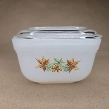 Maple Leaf By Fire King Anchor Hocking Small Refrigerator Dish With Lid