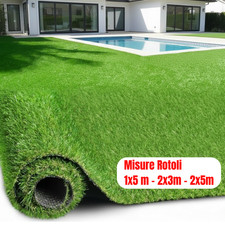 Tappeto Erba Sintetica Finta 8mm Prato Artificiale Manto Erboso Verde a Rotolo