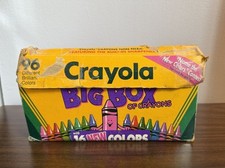Vintage 1992 Crayola 96 Big Box of Crayons with 16 New Colors Built in Sharpener