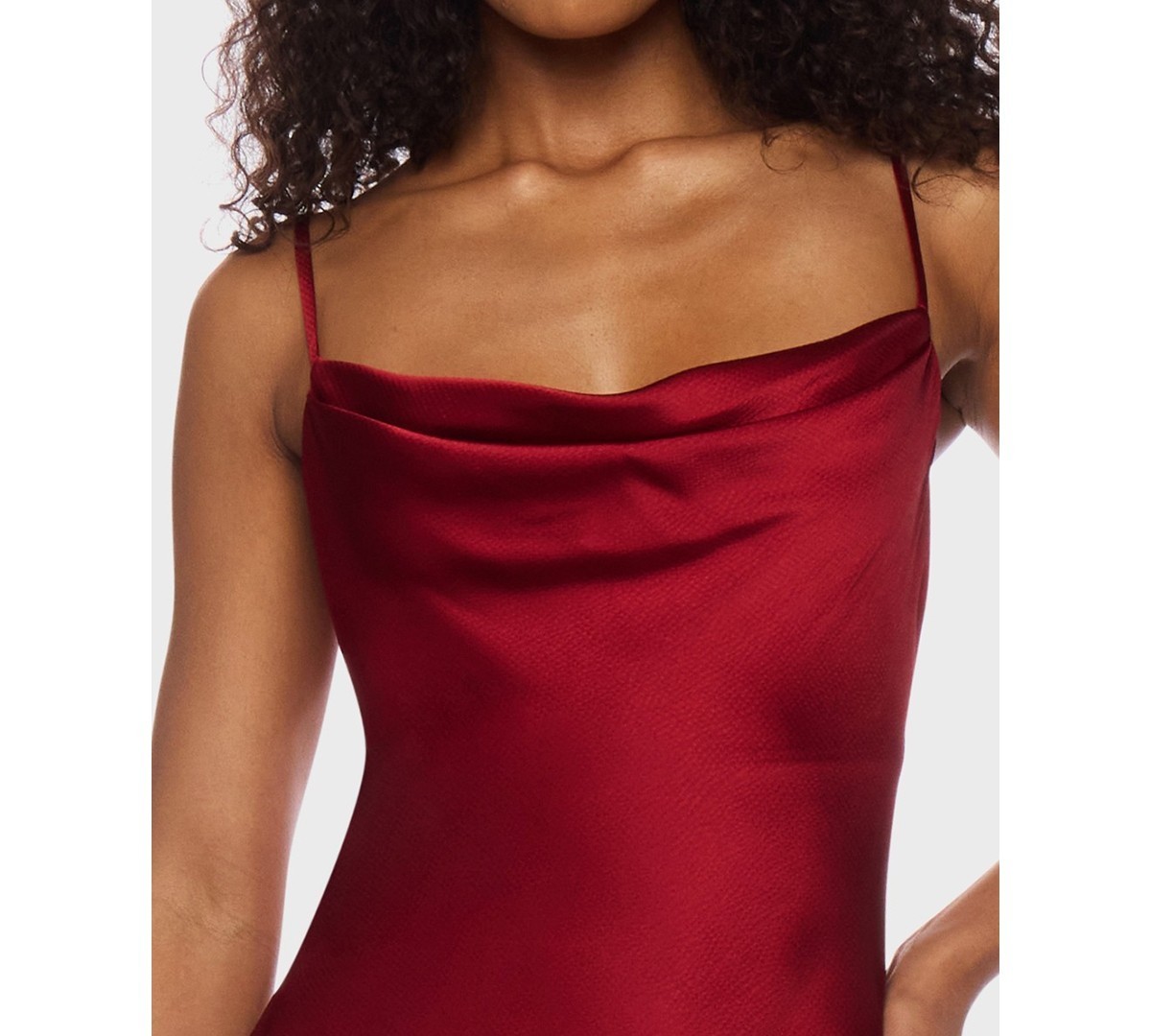 B Darlin Juniors' Sleeveless Satin Maxi Dress - Dark Red-3/4