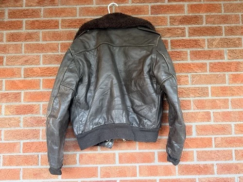 Schott NYC Brown Leather Fur Collar Lined Bomber Jacket Men's Size 42 image 10