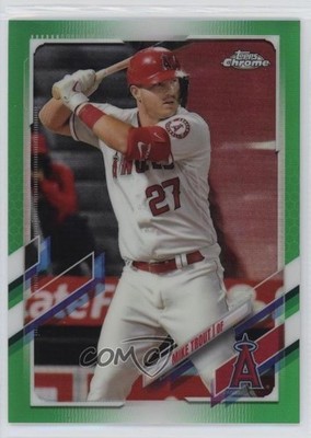 2021 Topps Chrome Green Refractor 31/99 Mike Trout (Vertical Batting) #27 0j7y