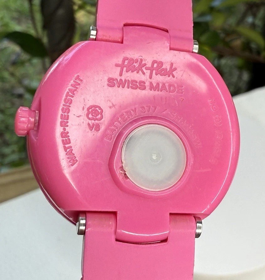 Flik Flak Swatch Swiss Made Pink Diver Style Kids Watch Rotating Bezel 32 MM - Image 4 of 4