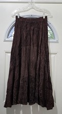 Vintage Y2K-90s U.R.U. Full Skirt Women One Size Brown Hand Dyed Maxi Boho USA