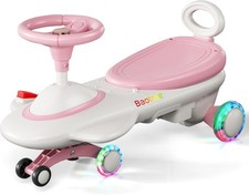 12V Kid Electric Wiggle Car with Pedal Rechargeable Battery LED Lights Swing Car