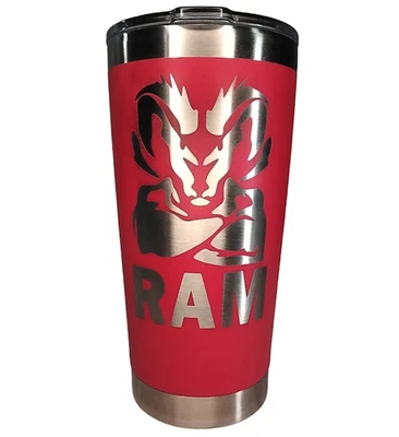 Dodge RAM Logo Double Sided Laser Engraved Red Stainless Steel Vacuum Tumbler - Image 1 of 4