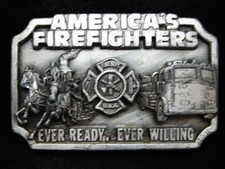 PD25145 VINTAGE 1983  AMERICA'S FIREFIGHTERS EVER READY, EVEYR WILLING  BUCKLE