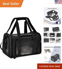 Durable Black Pet Carrier for Cats and Dogs - Safe  Lightweight Design