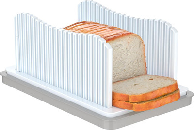 Bread Slicer for Homemade Bread, Foldable Bread Cutter with Crumb Tray, Adjustab