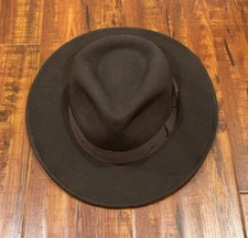 Indiana Jones Headwear Collection 2008 Brown 100% Wool Fedora Hat - Size Large