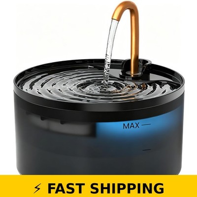 MISFANS Cat Water Fountain 71oz with Brass Faucet & LED Light
