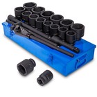 Stark Usa 21-Piece Jumbo Impact Socket Set 1" Drive Extension T-Bar with Case