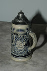 German Beer Stein with Lid, Blue/White, 7" Tall, 3-1/8" Diameter Base — photo 4