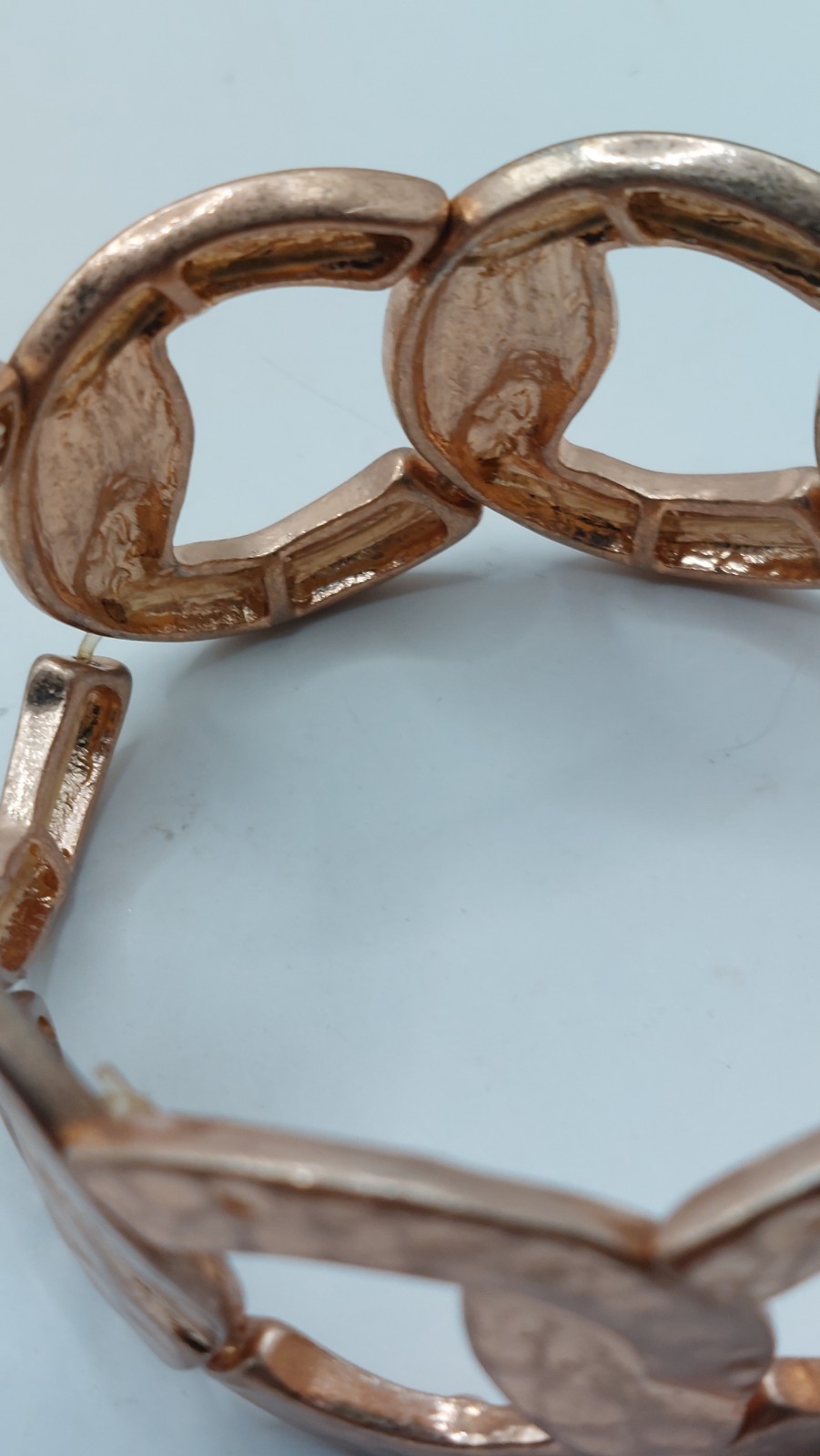 Interlocking Circles Bracelet Hammered Copper Fin… - image 4