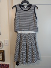 Gap Designed and Crafted Double Layer Navy and White Striped Dress Size M