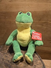 VINTAGE GREEN STUFFED PLUSH SITTING FROG GUND TAGS
