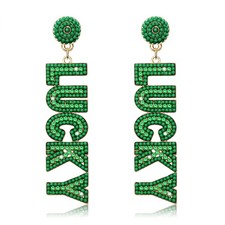 St. Patrick's Day Shamrock Earrings for Women, 2.2-3.0 inches, Green