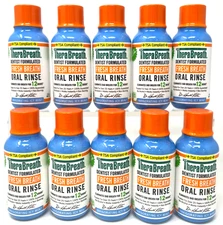 (10) TheraBreath Oral Rinse Sealed Invigorating Icy Mint 3 fl oz Ea Exp: 1/2026