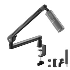 Microphone Boom Arm Low Profile Stand Cable Management Desk Clamp 360 Rotate