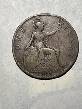 GB King George V 1913 1 Penny  AUnC-50
